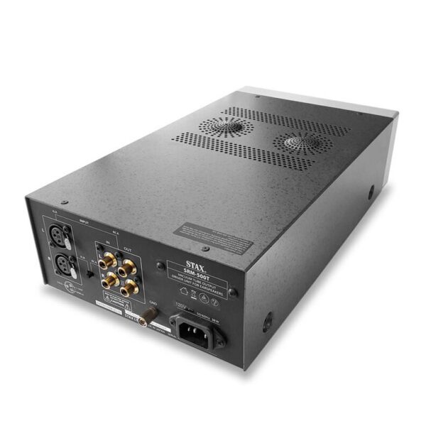 A photo of the Stax SRM-500T vacuum tube headphone amplifier.